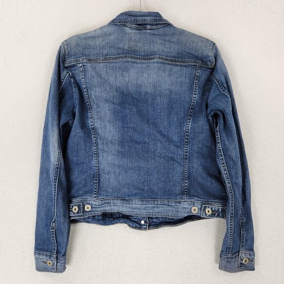 Levis Jacket Womens XL Blue Denim Trucker Jean Stretch Pockets Casual Button Up - Picture 11 of 13